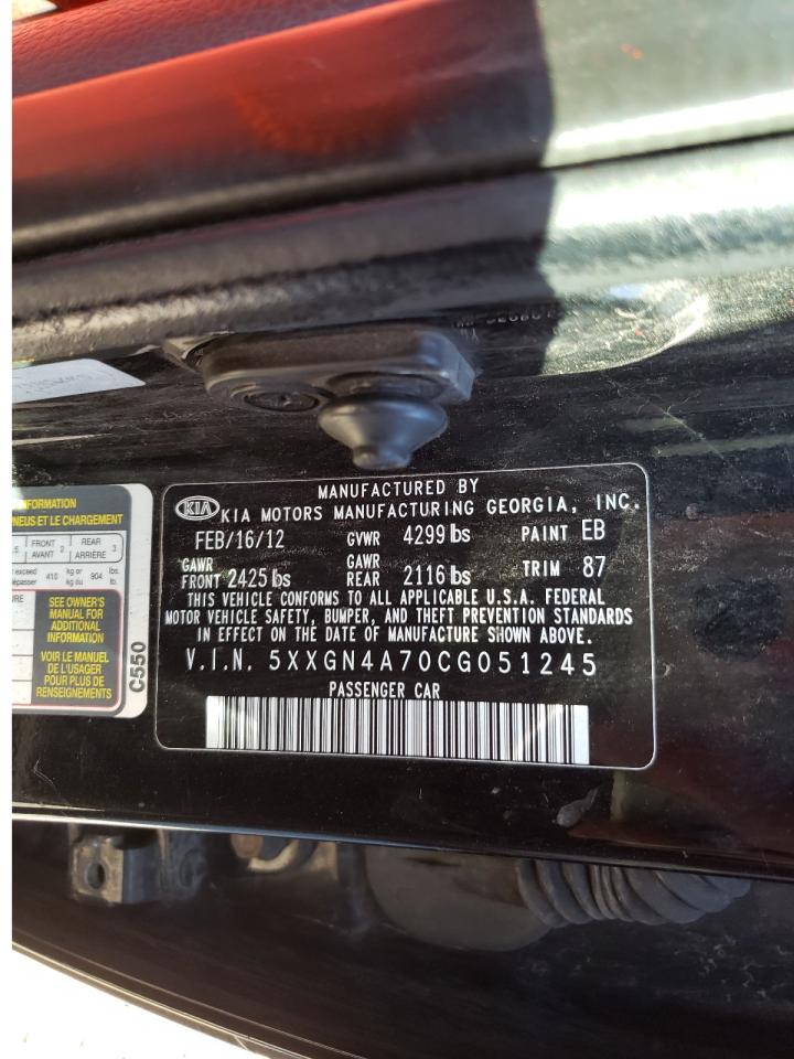 Photo 10 from auction – 2012 KIA OPTIMA EX with VIN 5XXGN4A70CG051245