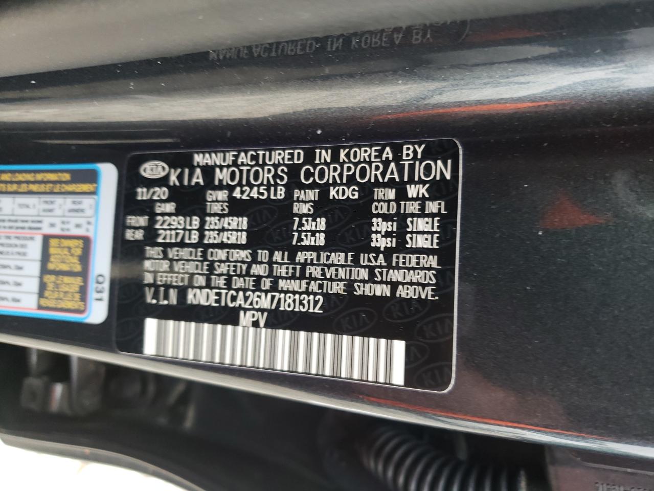 Photo 10 from auction – 2021 KIA SELTOS SX with VIN KNDETCA26M7181312