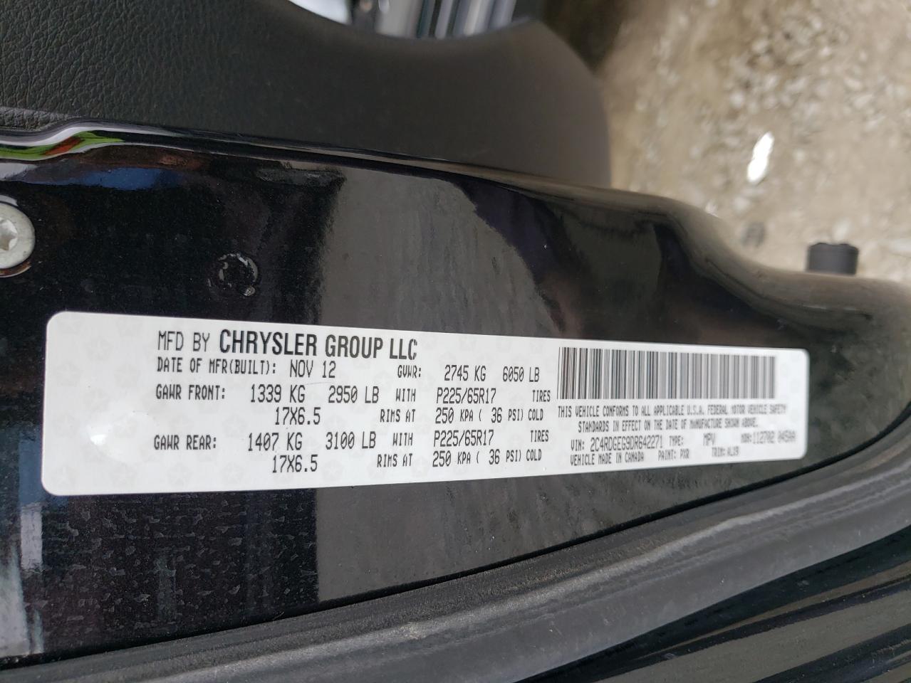 Photo 10 from auction – 2013 DODGE GRAND CARA with VIN 2C4RDGEG9DR642271