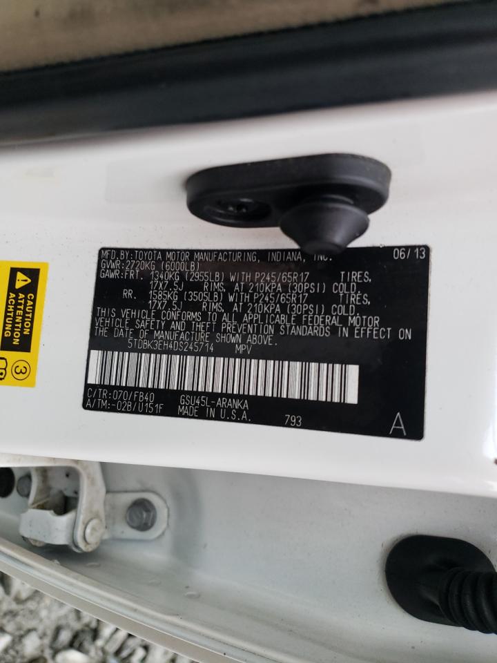 Photo 10 from auction – 2013 TOYOTA HIGHLANDER with VIN 5TDBK3EH4DS245714