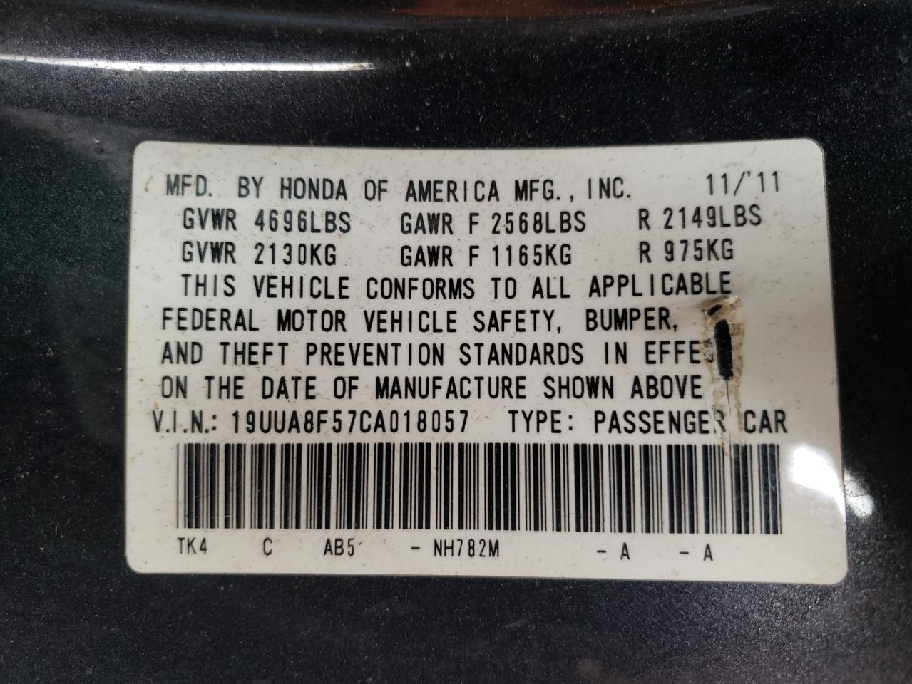 Zdjęcie 10 z aukcji – 2012 ACURA TL z VIN 19UUA8F57CA018057