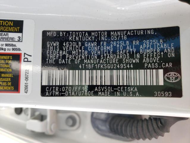 Photo 10 from auction – 2016 TOYOTA CAMRY LE with VIN 4T1BF1FK5GU249544