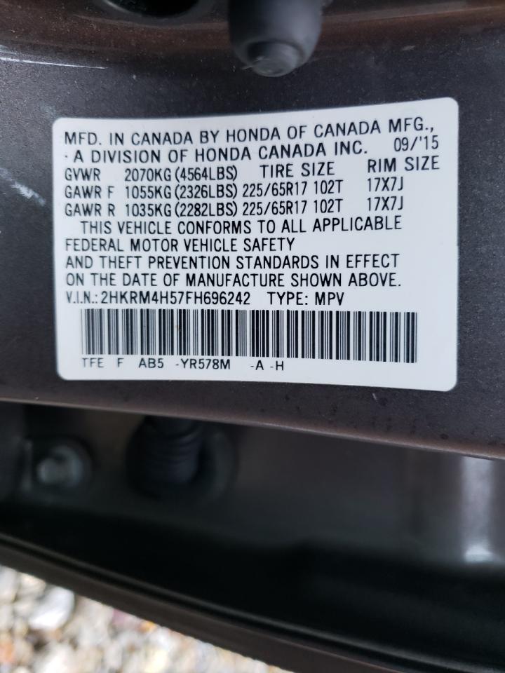 Photo 10 from auction – 2015 HONDA CR-V EX with VIN 2HKRM4H57FH696242