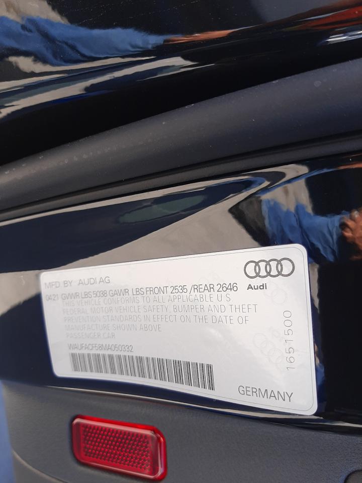 Photo 10 from auction – 2021 AUDI A5 PREMIUM with VIN WAUFACF58MA050332