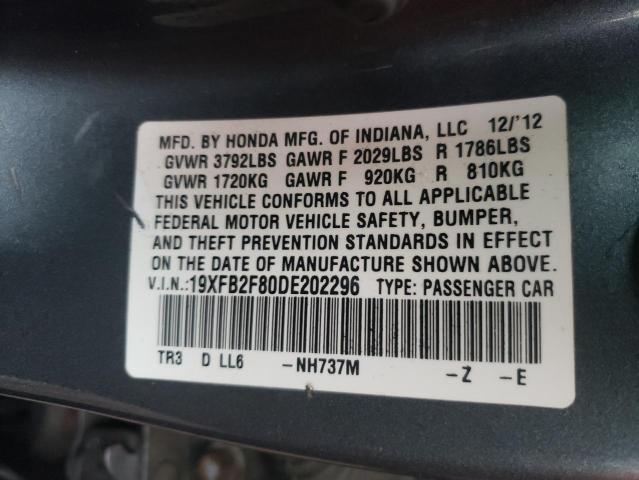Photo 10 from auction – 2013 HONDA CIVIC EX with VIN 19XFB2F80DE202296