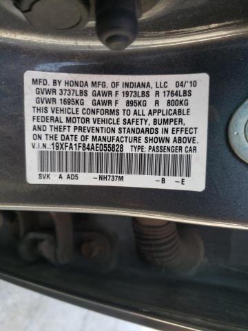 Photo 10 from auction – 2010 HONDA CIVIC EX with VIN 19XFA1F84AE055828