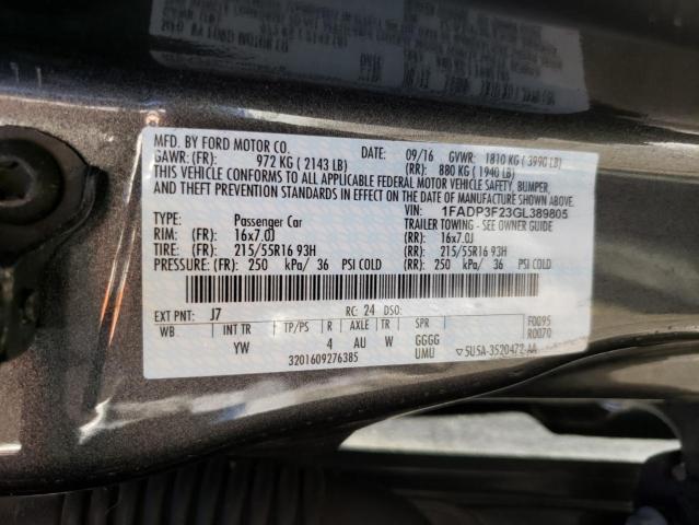Photo 10 from auction – 2016 FORD FOCUS SE with VIN 1FADP3F23GL389805