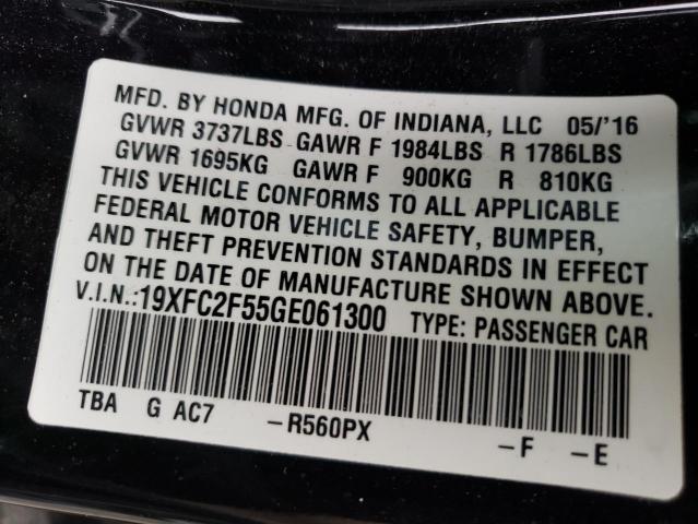 Photo 10 from auction – 2016 HONDA CIVIC with VIN 19XFC2F55GE061300