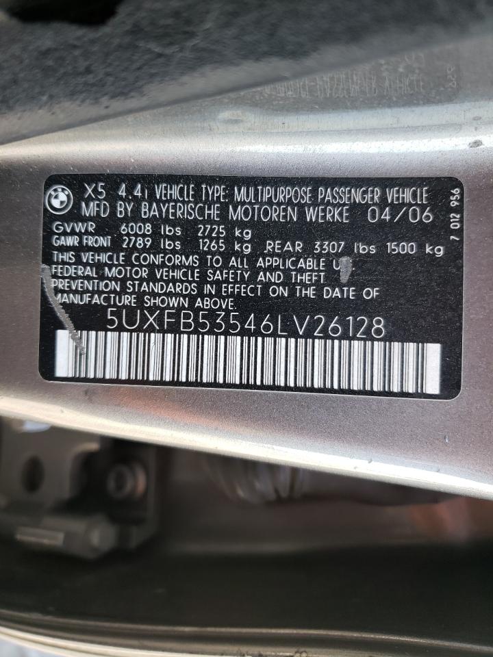 Photo 10 from auction – 2006 BMW X5 with VIN 5UXFB53546LV26128