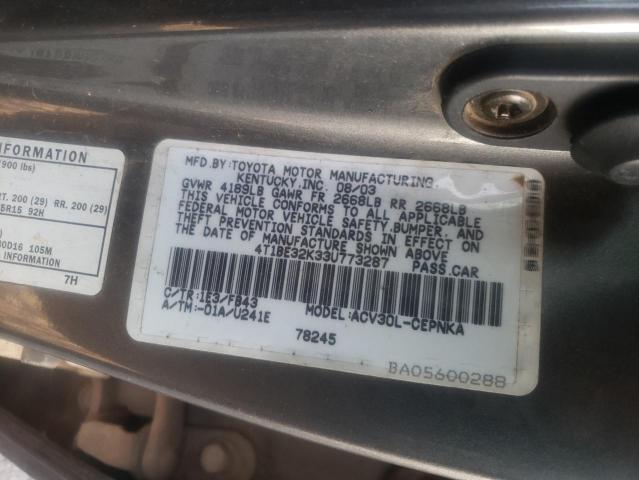 Photo 10 from auction – 2003 TOYOTA CAMRY LE with VIN 4T1BE32K33U773287