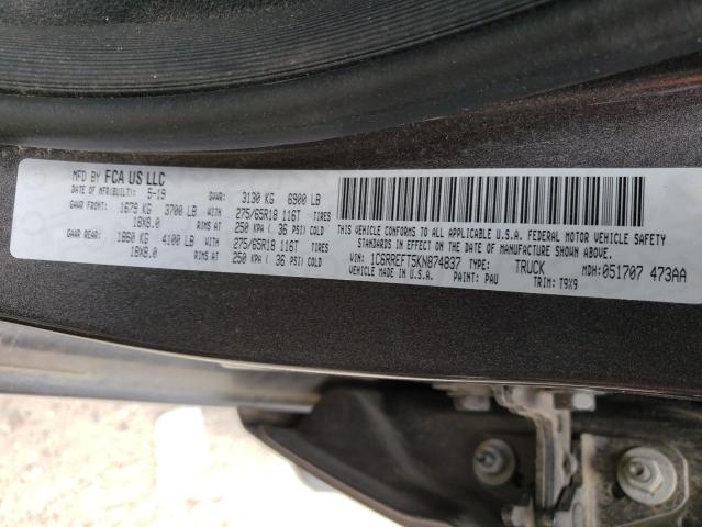 Photo 10 from auction – 2019 RAM 1500 BIG H with VIN 1C6RREFT5KN874837