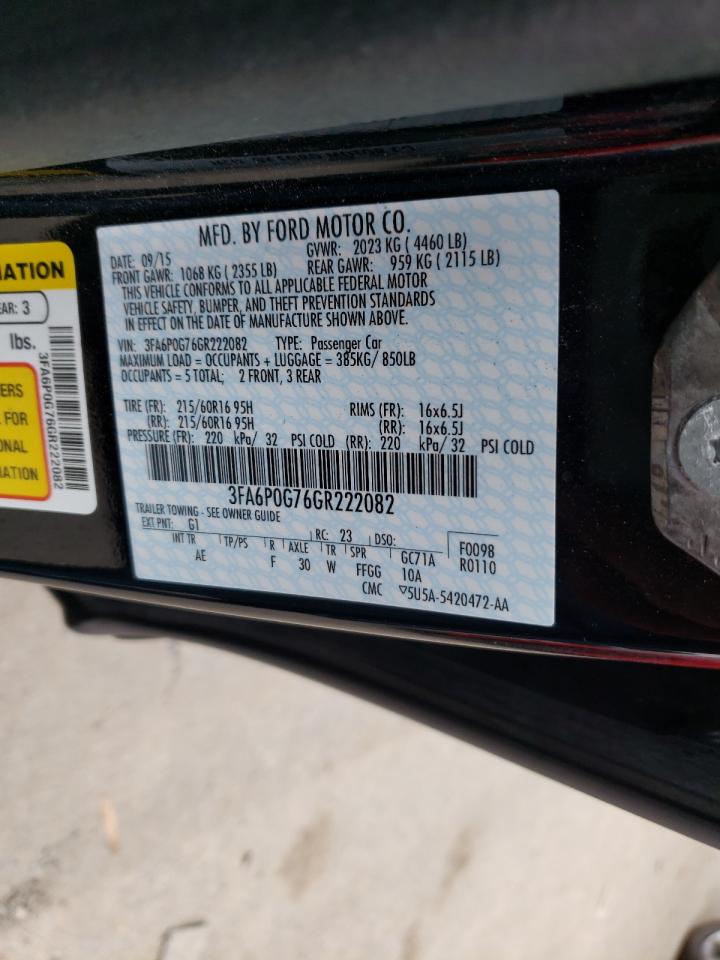 Photo 10 from auction – 2016 FORD FUSION S with VIN 3FA6P0G76GR222082