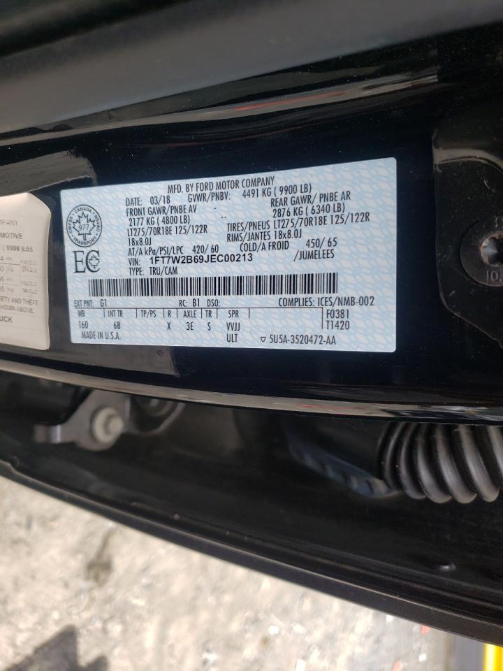 Photo 10 from auction – 2018 FORD F250 SUPER with VIN 1FT7W2B69JEC00213