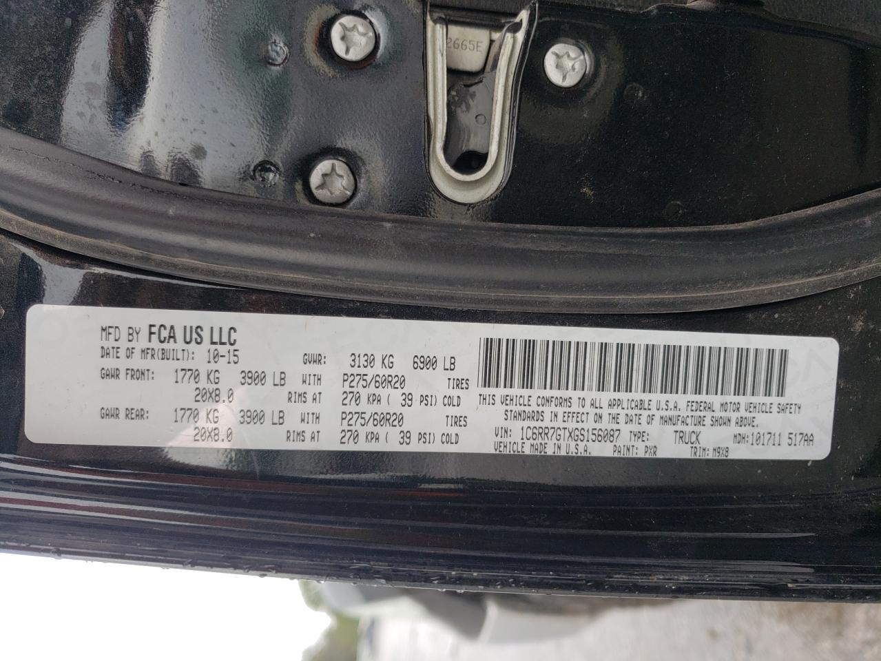 Photo 10 from auction – 2016 RAM 1500 SLT with VIN 1C6RR7GTXGS156087