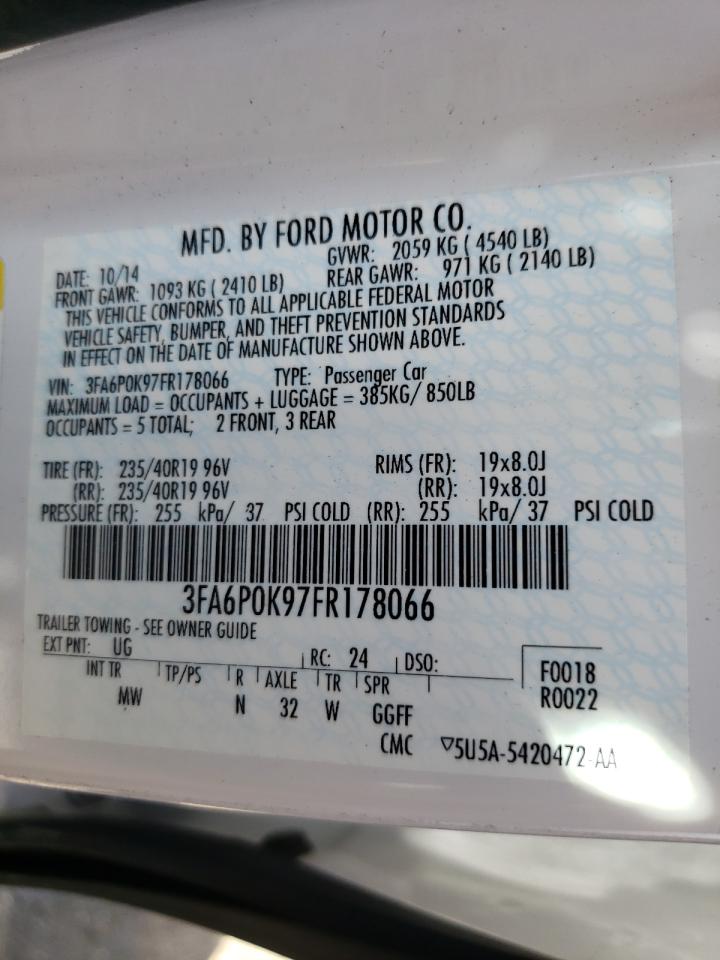 Photo 10 from auction – 2015 FORD FUSION TIT with VIN 3FA6P0K97FR178066