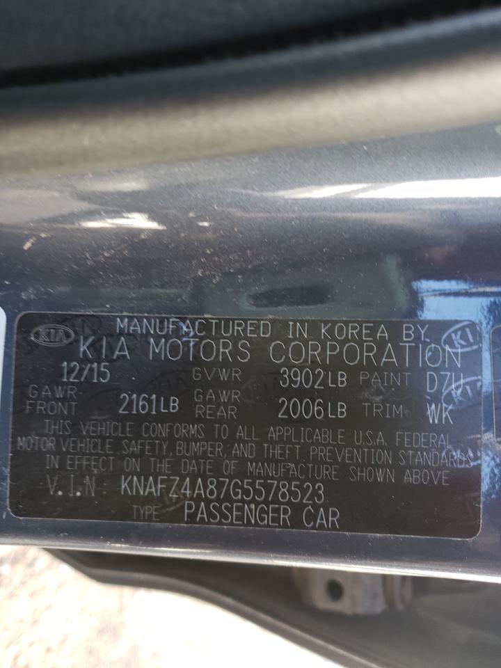 Photo 10 from auction – 2016 KIA FORTE EX with VIN KNAFZ4A87G5578523