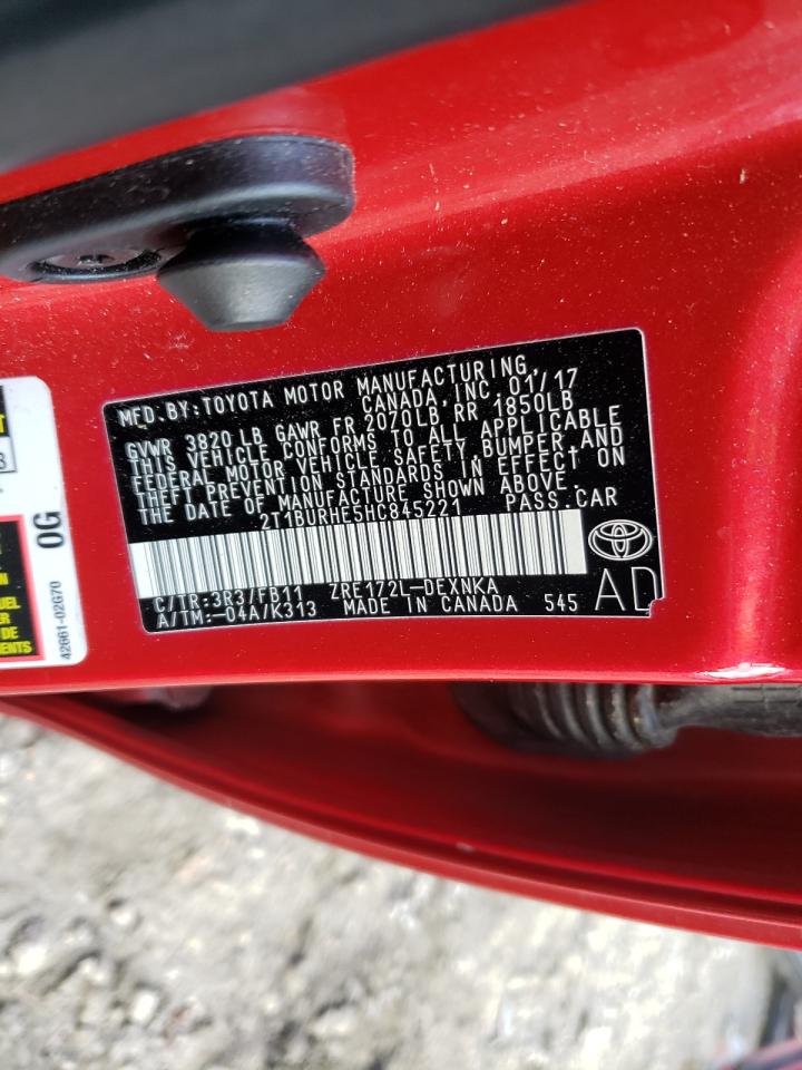 Photo 10 from auction – 2017 TOYOTA COROLLA L with VIN 2T1BURHE5HC845221