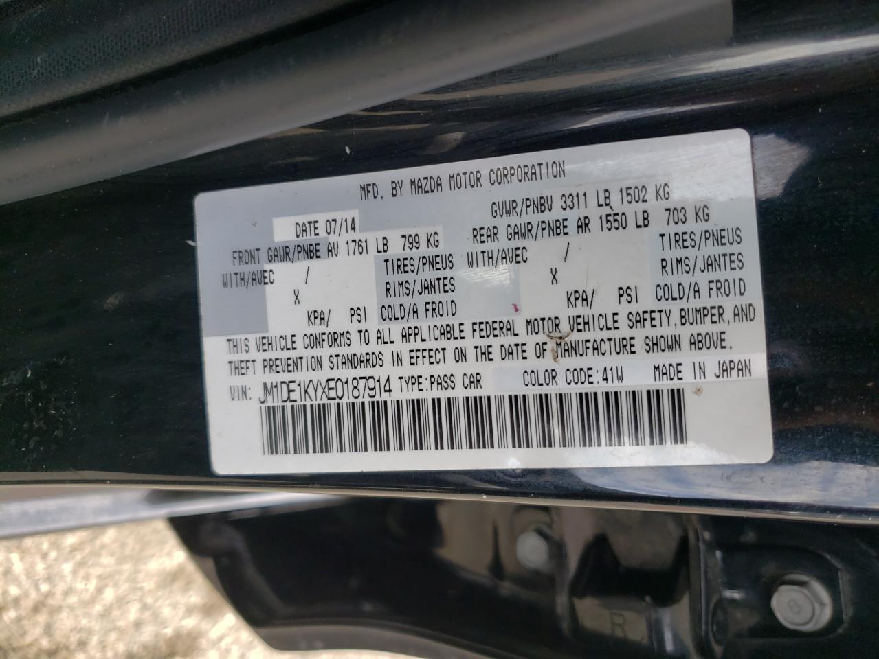 Photo 10 from auction – 2014 MAZDA MAZDA2 SPO with VIN JM1DE1KYXE0187914