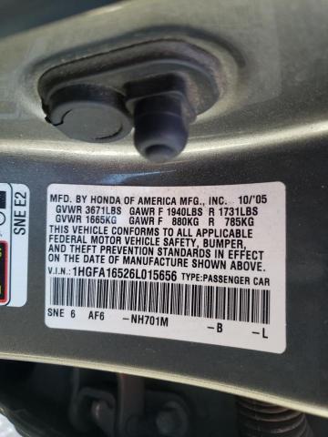 Photo 10 from auction – 2006 HONDA CIVIC with VIN 1HGFA16526L015656