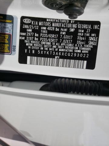 Photo 10 from auction – 2012 KIA SORENTO BA with VIN 5XYKT3A6XCG293022