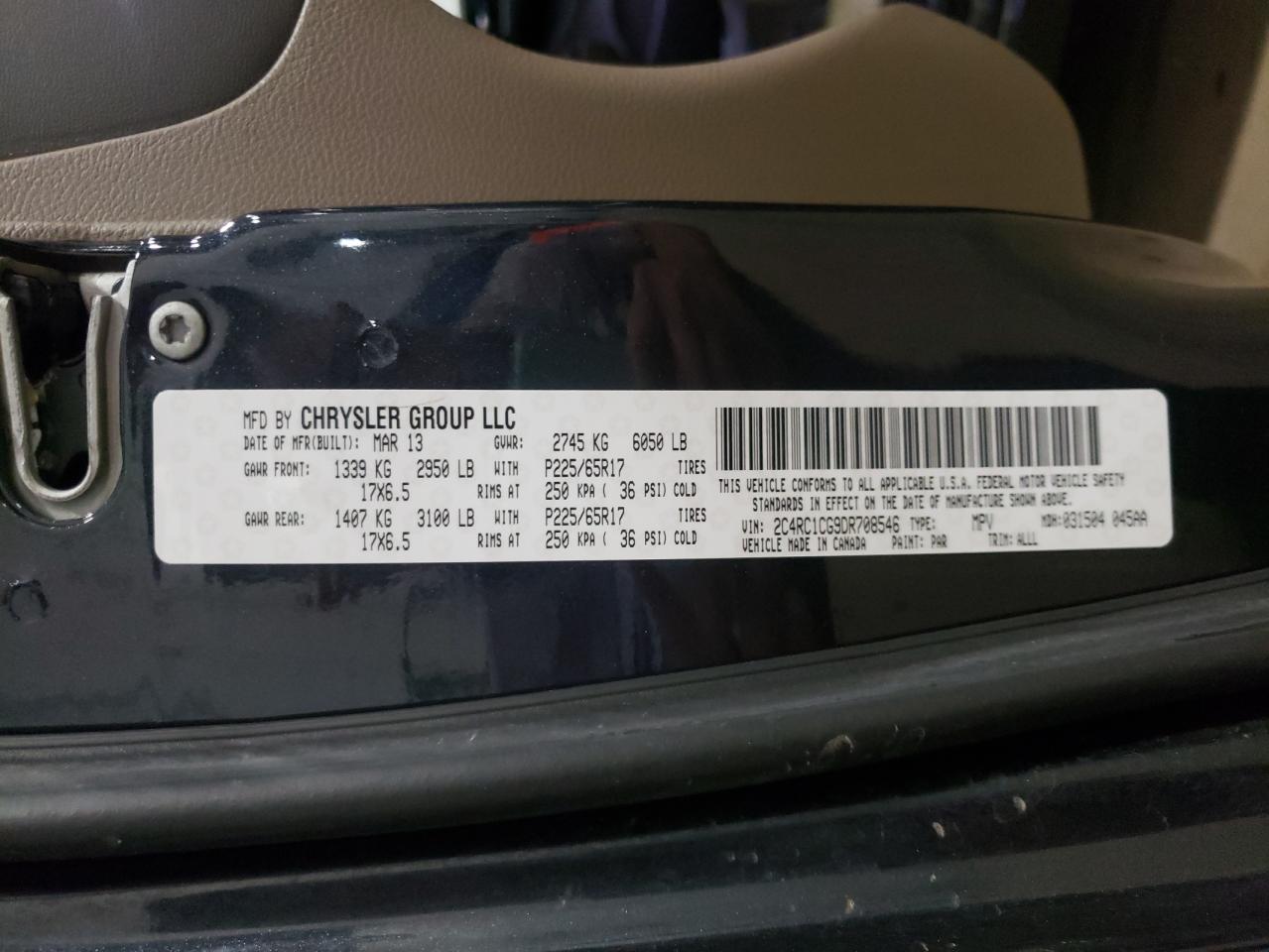 Photo 10 from auction – 2013 CHRYSLER TOWN & COU with VIN 2C4RC1CG9DR708546