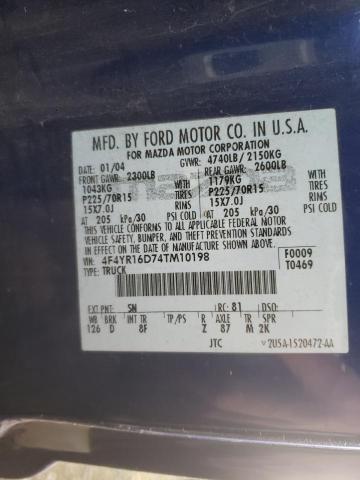 Photo 10 from auction – 2004 MAZDA B2300 CAB with VIN 4F4YR16D74TM10198