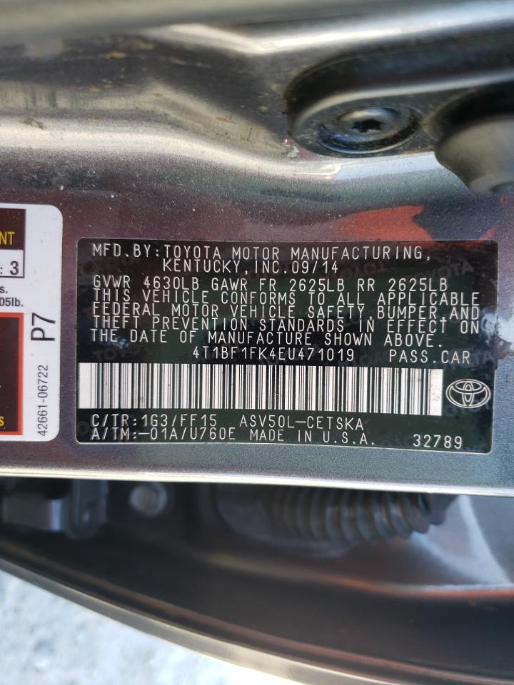 Photo 10 from auction – 2014 TOYOTA CAMRY L with VIN 4T1BF1FK4EU471019