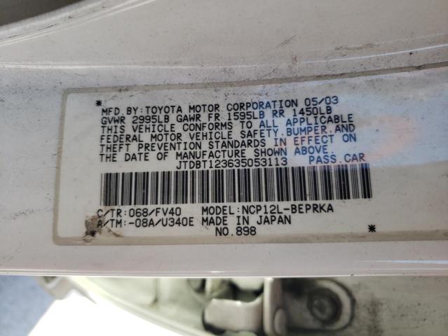 Photo 10 from auction – 2003 TOYOTA ECHO with VIN JTDBT123635053113