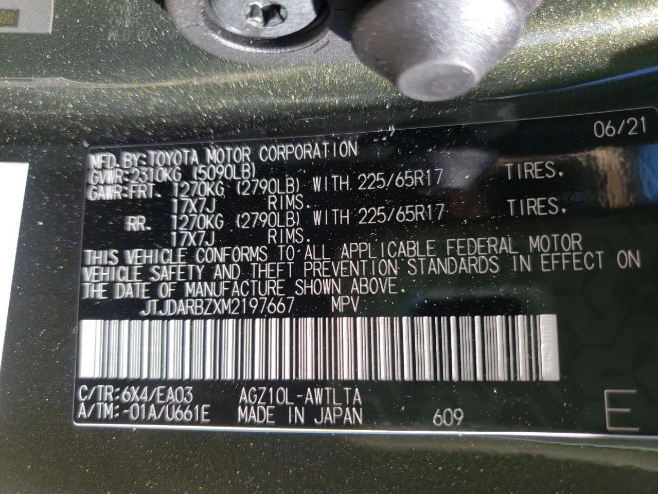Photo 10 from auction – 2021 LEXUS NX 300 BAS with VIN JTJDARBZXM2197667