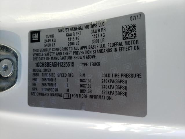 Photo 10 from auction – 2017 CHEVROLET COLORADO with VIN 1GCHSBEA5H1325615