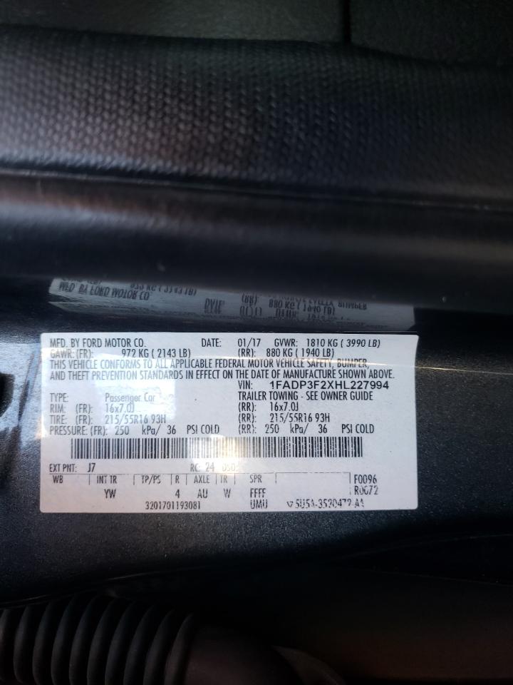 Photo 10 from auction – 2017 FORD FOCUS SE with VIN 1FADP3F2XHL227994