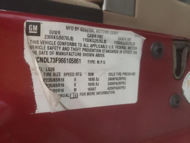Photo 10 from auction – 2006 CHEVROLET EQUINOX LT with VIN 2CNDL73F966105861