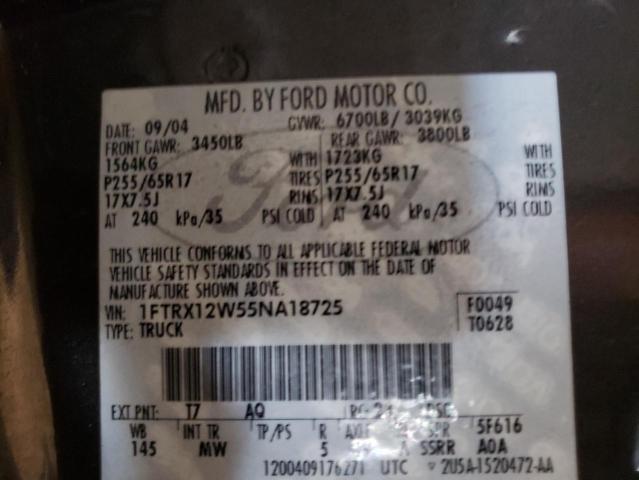 Photo 10 from auction – 2005 FORD F150 with VIN 1FTRX12W55NA18725