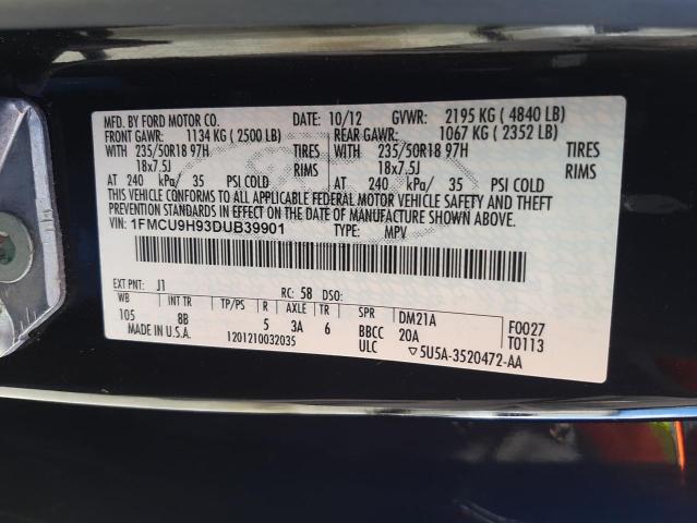 Photo 10 from auction – 2013 FORD ESCAPE SEL with VIN 1FMCU9H93DUB39901