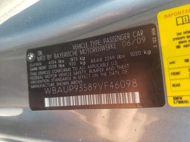 Photo 10 from auction – 2009 BMW 128 I with VIN WBAUP93589VF46098