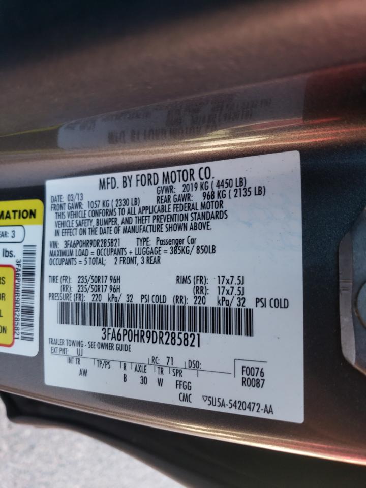 Photo 10 from auction – 2013 FORD FUSION SE with VIN 3FA6P0HR9DR285821