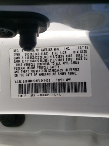 Photo 10 from auction – 2015 HONDA CR-V LX with VIN 5J6RM4H34FL041430