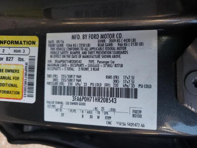 Photo 10 from auction – 2017 FORD FUSION SE with VIN 3FA6P0H71HR208543