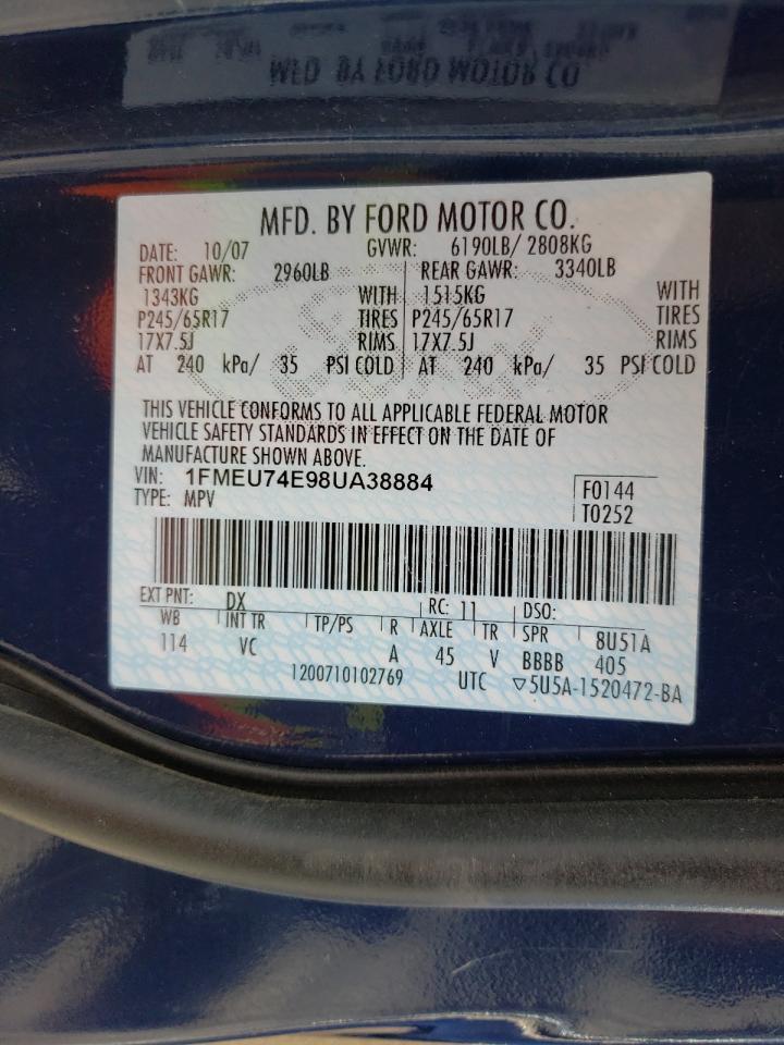 Photo 10 from auction – 2008 FORD EXPLORER E with VIN 1FMEU74E98UA38884