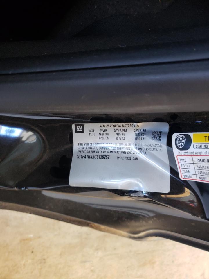 Photo 10 from auction – 2016 CHEVROLET CAMARO LT with VIN 1G1FA1RSXG0138262