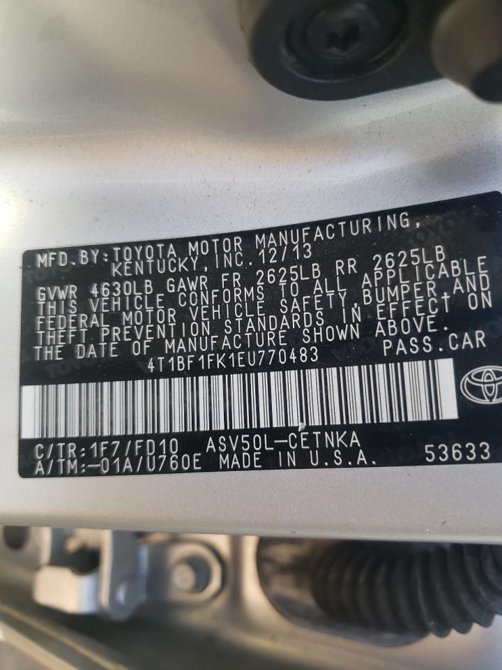 Photo 10 from auction – 2014 TOYOTA CAMRY L with VIN 4T1BF1FK1EU770483