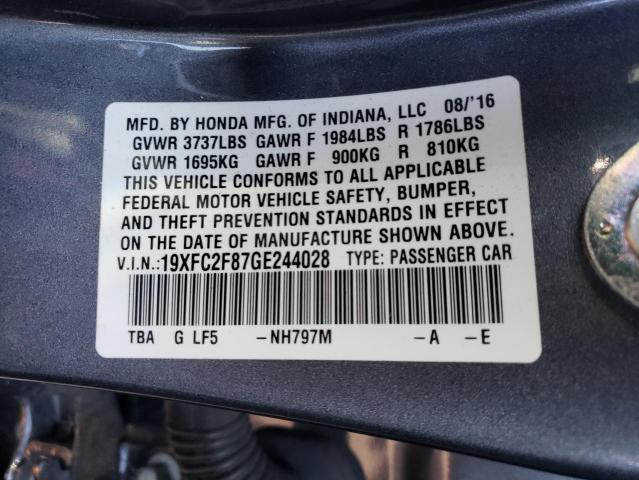 Photo 10 from auction – 2016 HONDA CIVIC EX with VIN 19XFC2F87GE244028
