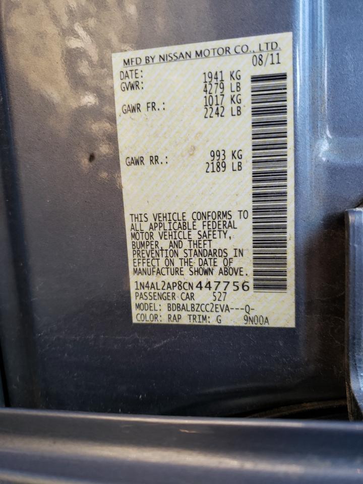 Photo 10 from auction – 2012 NISSAN ALTIMA BAS with VIN 1N4AL2AP8CN447756