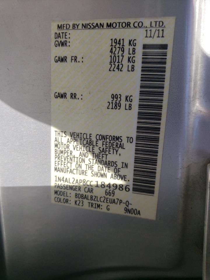 Foto 10 de la subasta – 2012 NISSAN ALTIMA BAS con VIN 1N4AL2AP8CC184986
