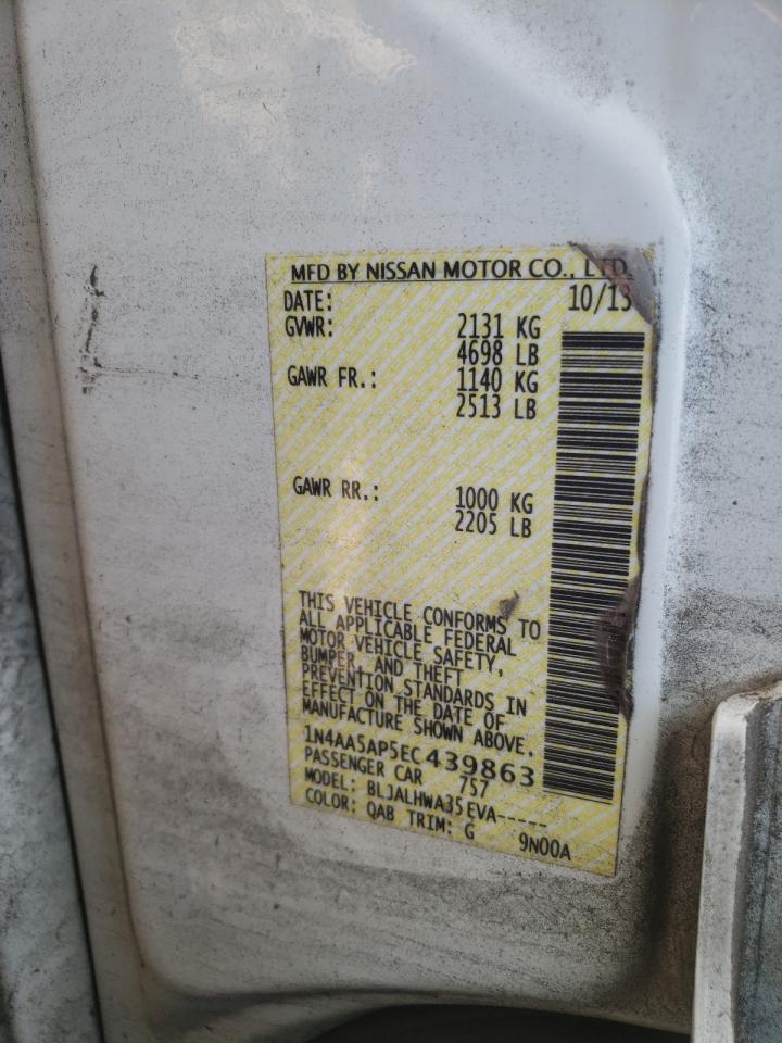 صورة رقم 10 من المزاد - 2014 NISSAN MAXIMA S مع VIN 1N4AA5AP5EC439863