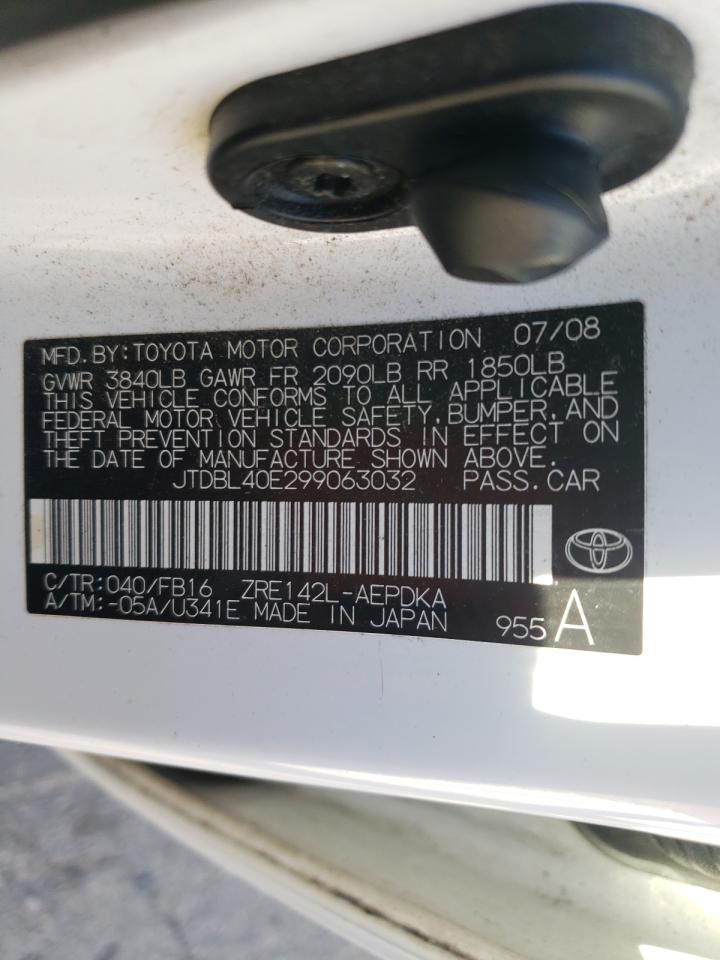 Photo 10 from auction – 2009 TOYOTA COROLLA BA with VIN JTDBL40E299063032