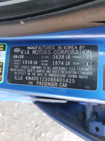 Photo 10 from auction – 2008 KIA RIO BASE with VIN KNADE123086401425