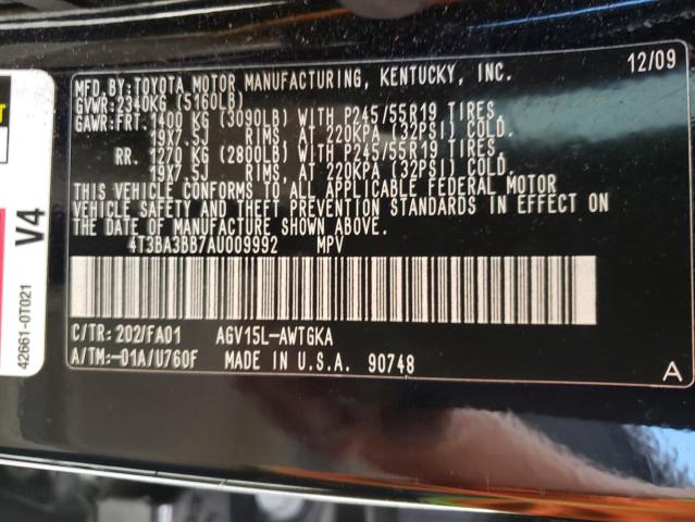 Photo 10 from auction – 2010 TOYOTA VENZA with VIN 4T3BA3BB7AU009992