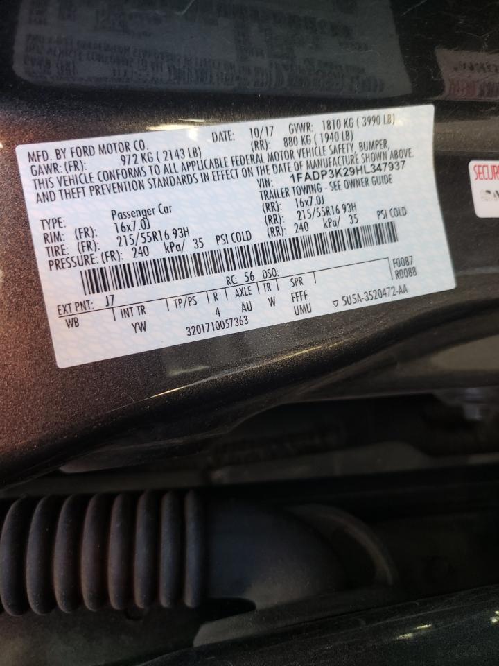 Фото 10 с аукциона – 2017 FORD FOCUS SE с VIN 1FADP3K29HL347937