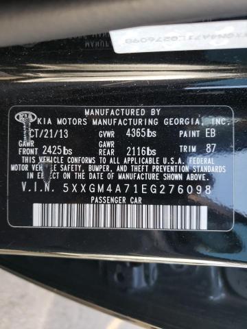 Photo 10 from auction – 2014 KIA OPTIMA LX with VIN 5XXGM4A71EG276098